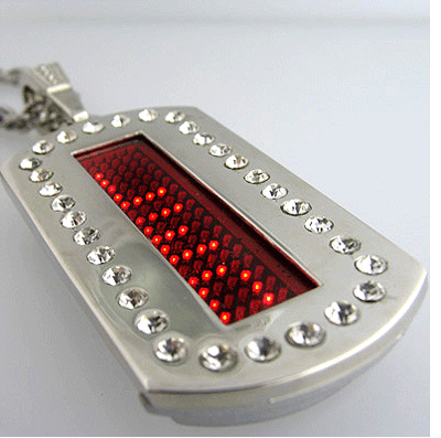 New red silver plated LED bling hip hop dog tag